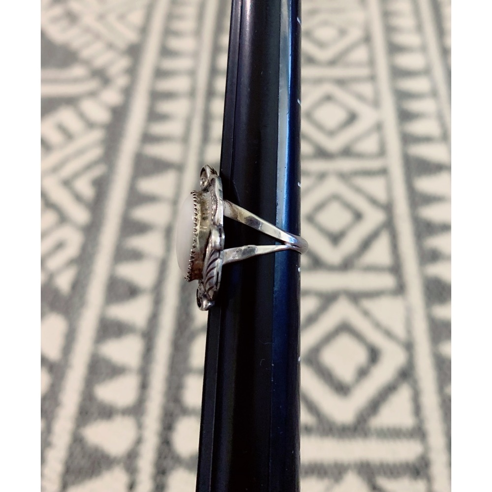 Navajo Sterling Silver White Moonstone Ring - Picture 3 of 5